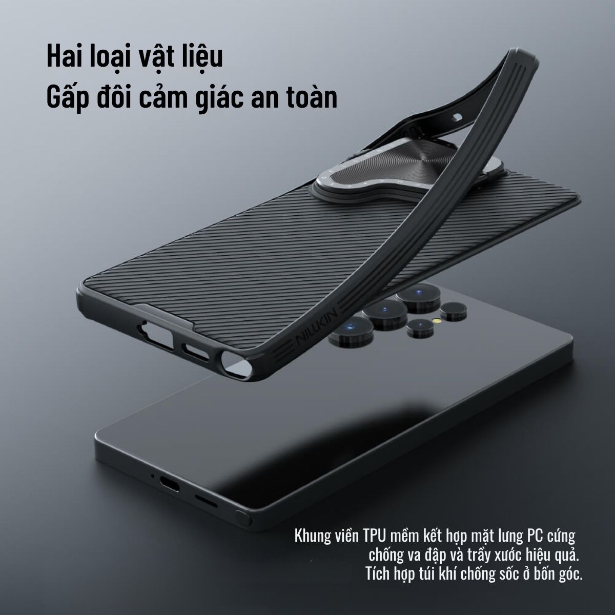 Ốp lưng Samsung S25 Ultra/ S24 Ultra giá đỡ điện thoại bảo vệ camera chống sốc Nillkin CamShield ProP