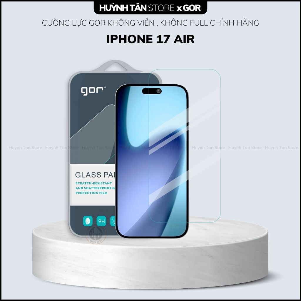 Kính cường lực iphone 17 pro max, 17 pro, 17 air trong suốt KHÔNG FULL MÀN chống bám vân tay chính hãng GOR phụ kiện điện thoại huỳnh tân store