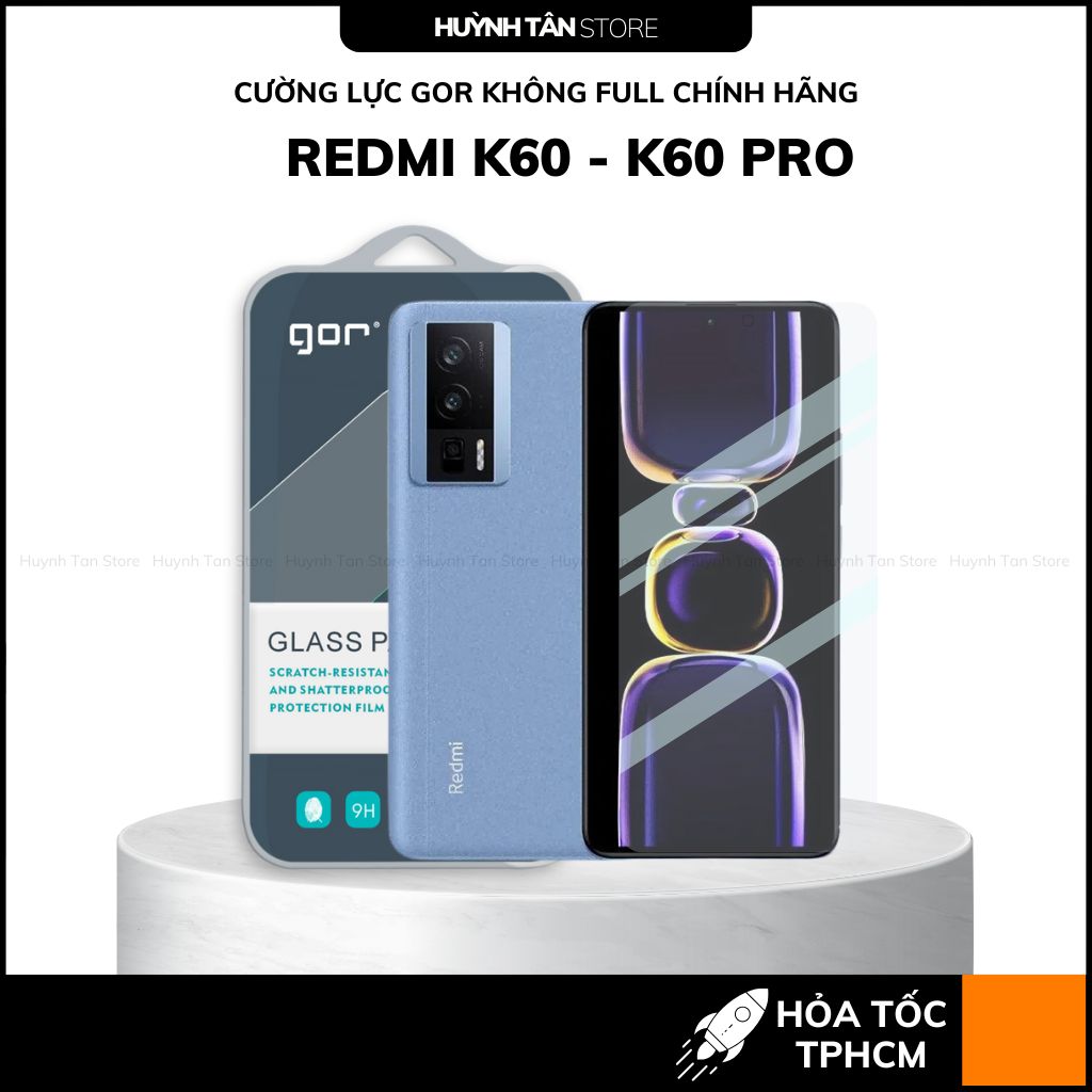 Kính cường lực trong suốt redmi k90 pro max k80 k70 ultra k60 k50 k40 KHÔNG FULL MÀN chống bám vân tay chính hãng GOR