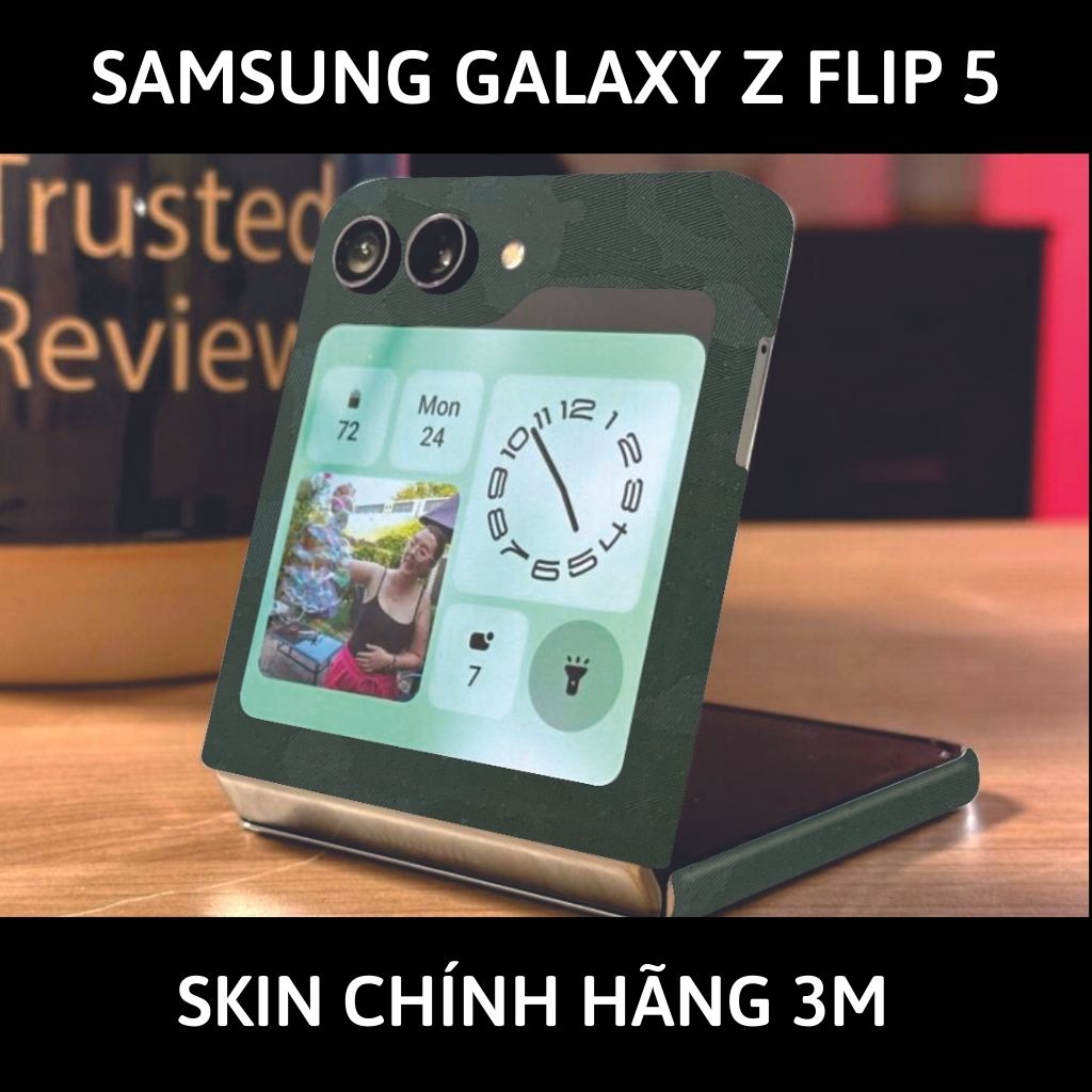 dán skin 3m samsung galaxy z flip 5 full body, camera phụ kiện điện thoại huỳnh tân store - Camo Green