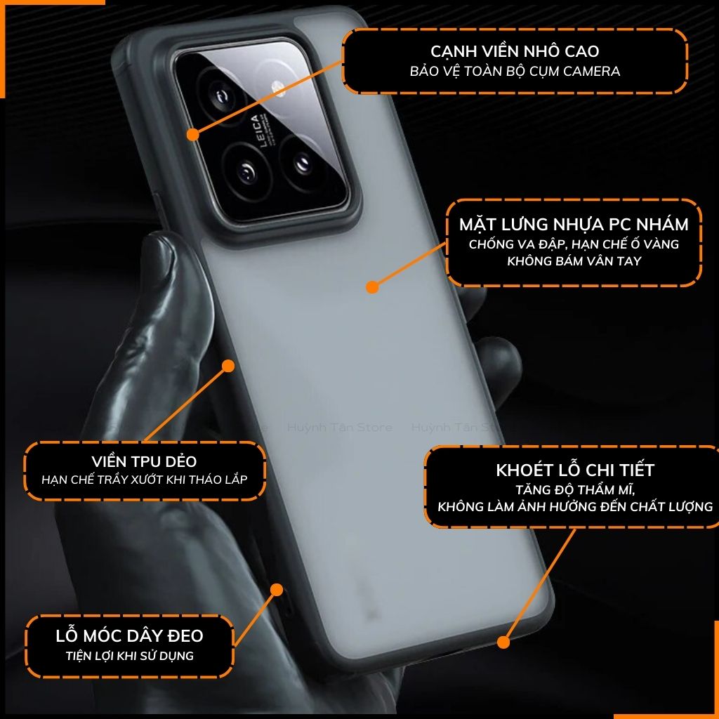 Ốp lưng xiaomi mi 14, 14 pro chống sốc chống vân tay NHÁM VIỀN MÀU VER 2 bảo vệ camera phụ kiện huỳnh tân store