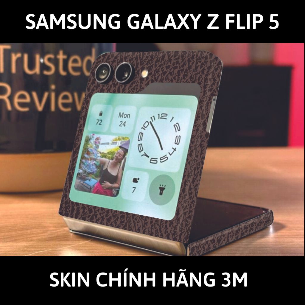 dán skin 3m samsung galaxy z flip 5 full body, camera phụ kiện điện thoại huỳnh tân store - Brown Leather