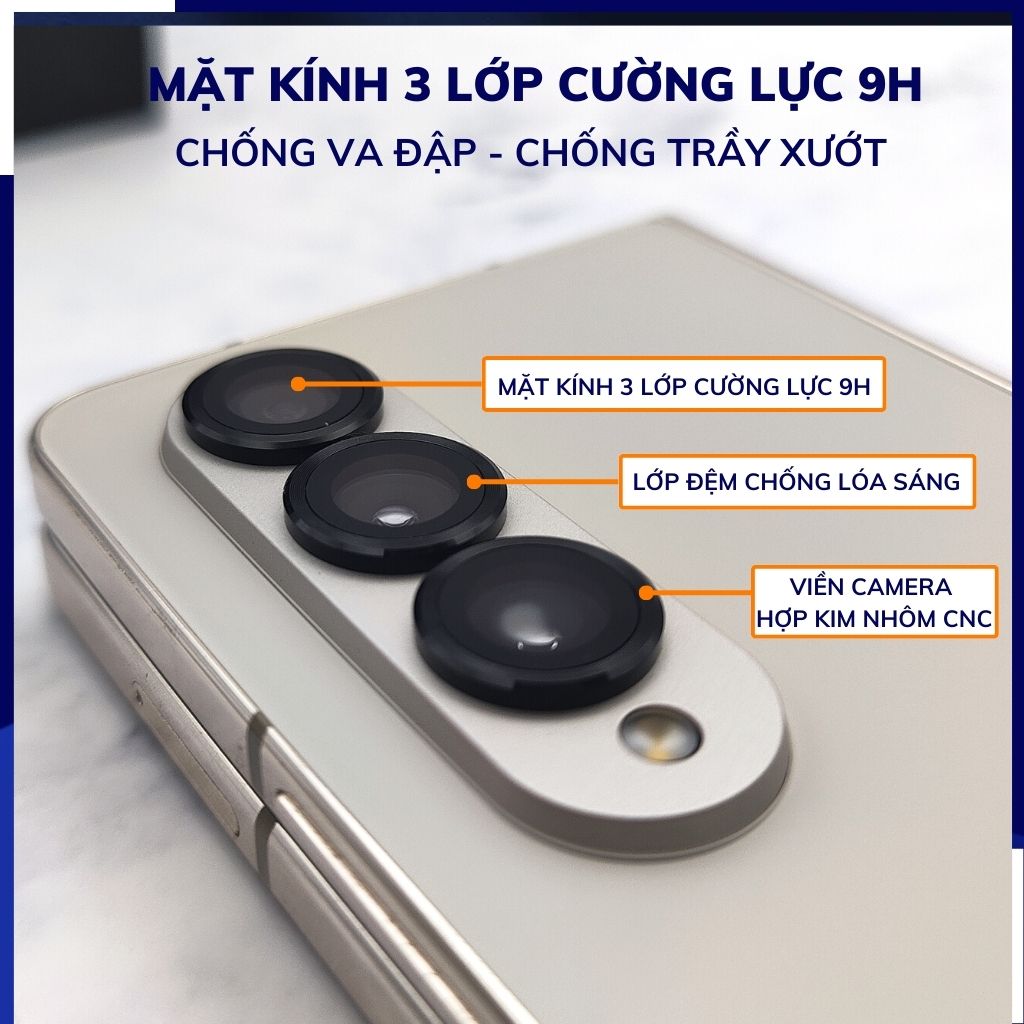 Cường lực camera z fold 4 chính hãng KUZOOM viền nhiều màu chất lượng rõ nét bảo vệ toàn diện cụm camera phụ kiện huỳnh tân store