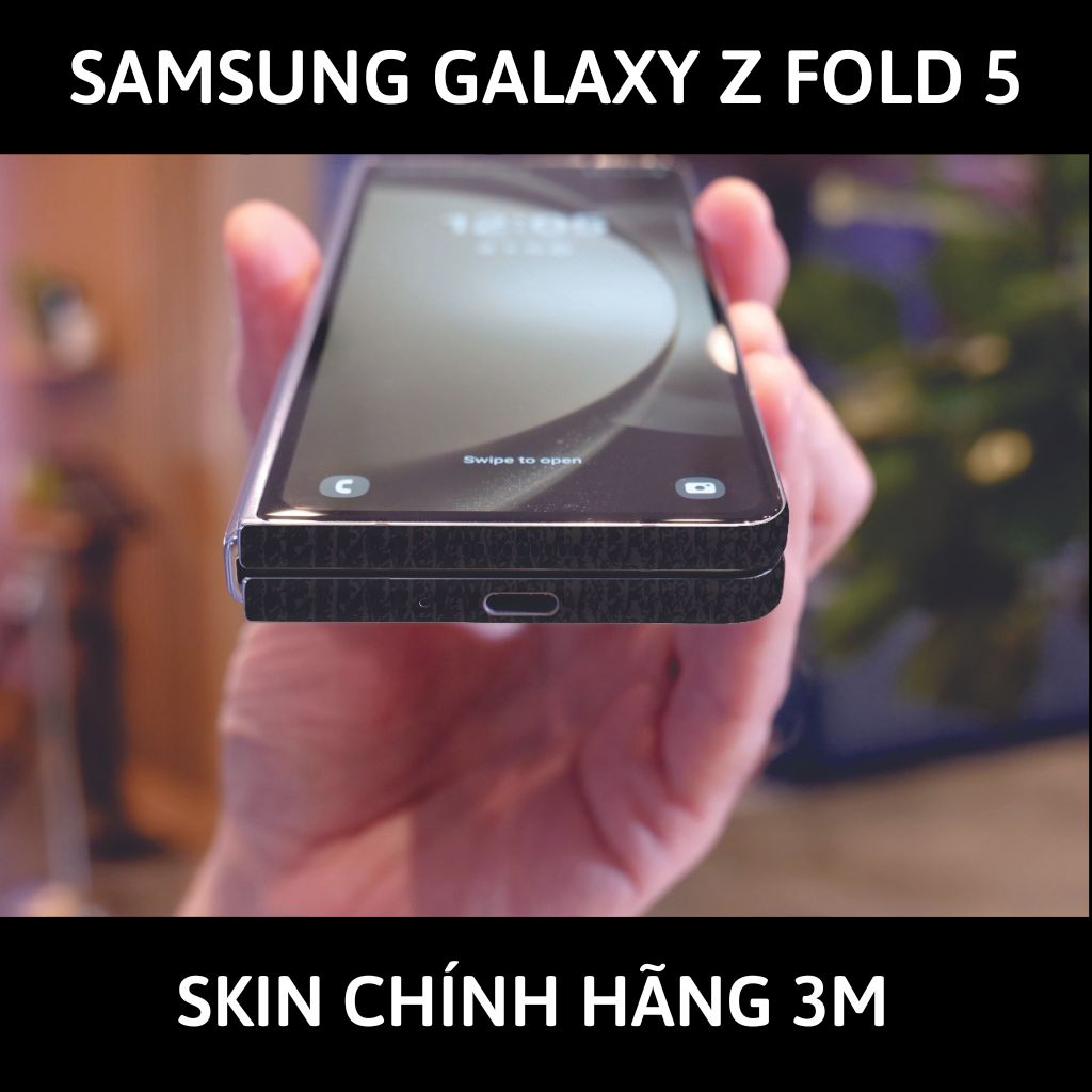 dán skin 3m samsung galaxy z fold 5 full body, camera phụ kiện điện thoại huỳnh tân store - Black Leather