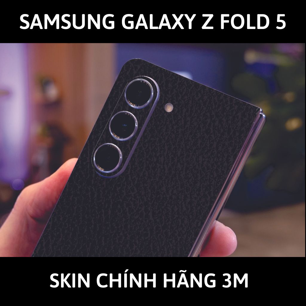 dán skin 3m samsung galaxy z fold 5 full body, camera phụ kiện điện thoại huỳnh tân store - Black Leather