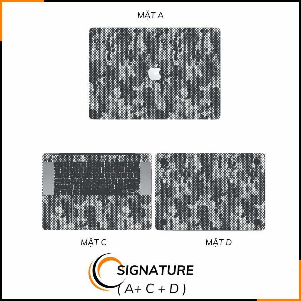 Dán skin macbook pro, macbook air chính hãng 3M nhập khẩu USA - SKIN 3M - MACBOOK - MAMBA WHITE - SK-B03-05 phụ kiện điện thoại huỳnh tân store