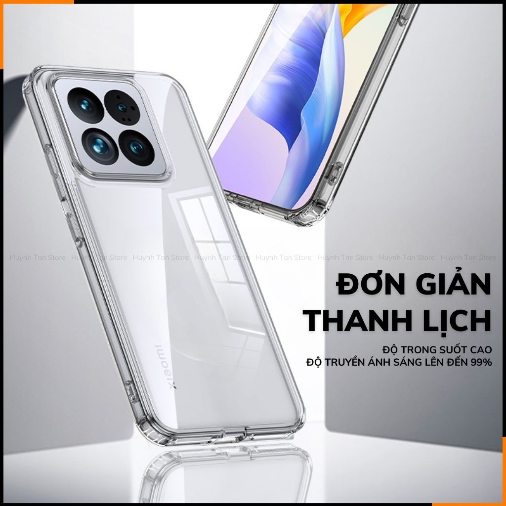 Ốp lưng xiaomi 14t Mi 14t pro chống sốc CLEAR COLOR VER 4 trong suốt không ố vàng bảo vệ camera phụ kiện huỳnh tân sto