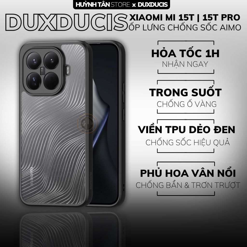 Ốp Xiaomi 17 Pro Max, 15 Ultra, 15T, 14 k70 aimo chính hãng duxducis chống va đập trong suốt không ố vàng huỳnh tân store