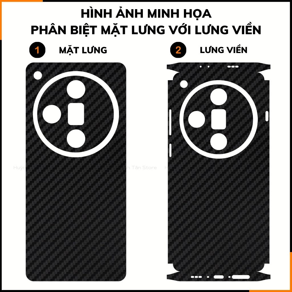 Miếng dán samsung oppo find x7 ultra carbon trong và đen chống trầy xướt chống bám vân tay phụ kiện điện thoại huỳnh tân store