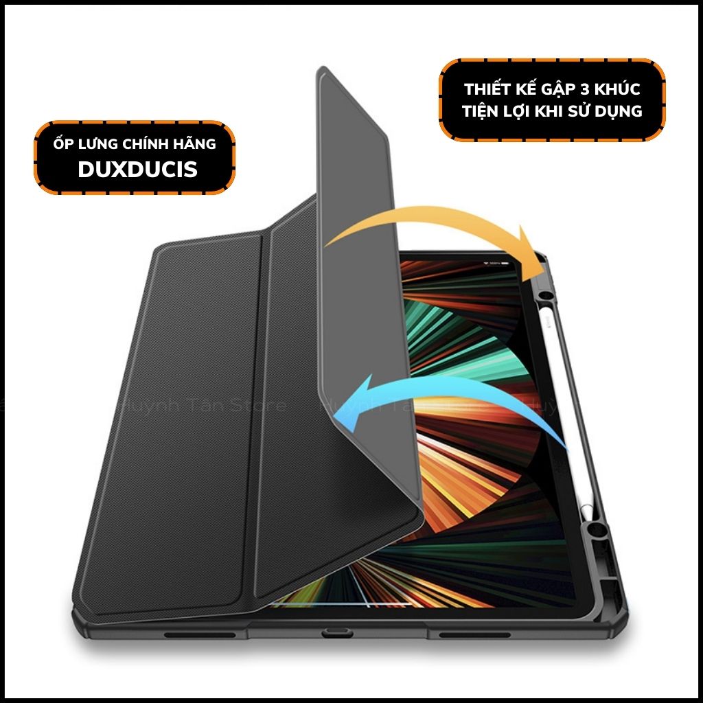 BAO DA ipad pro 11 inch 12,9 inch topy series chính hãng duxducis chống va đập có khay khe để bút