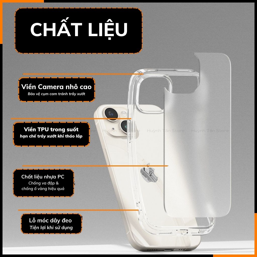 Ốp lưng iphone 15 RINGKE chính hãng trong suốt chống sốc FUSION chống ố vàng phụ kiện điện thoại huỳnh tân