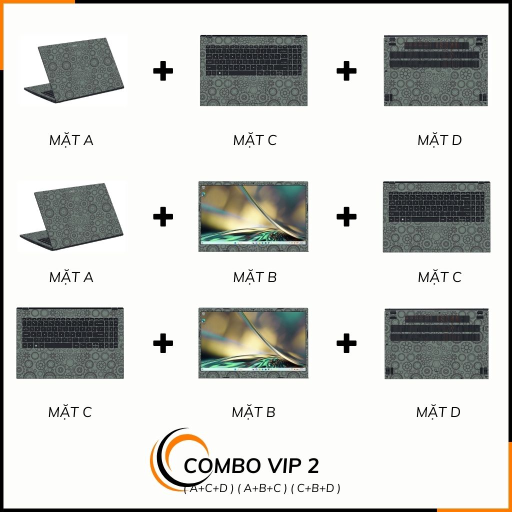 Dán skin laptop asus, dell , acer, hp, msi chính hãng ORAFOL nhập khẩu ĐỨC - SKIN 3M - LAPTOP - BÁNH RĂNG - SK-B10-01 phụ kiện điện thoại huỳnh tân store