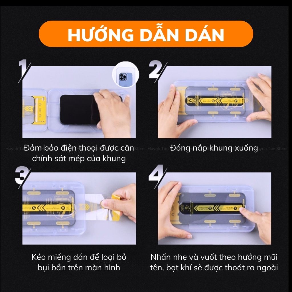 Kính cường lực iphone 16 Pro Max trong suốt full màn kèm khung tự dán chính hãng HODA