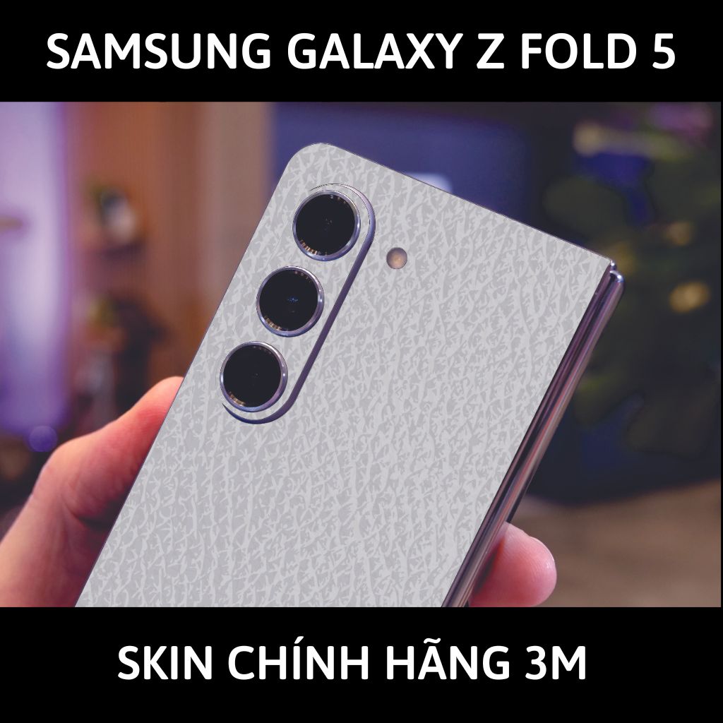 dán skin 3m samsung galaxy z fold 5 full body, camera phụ kiện điện thoại huỳnh tân store - White Leather