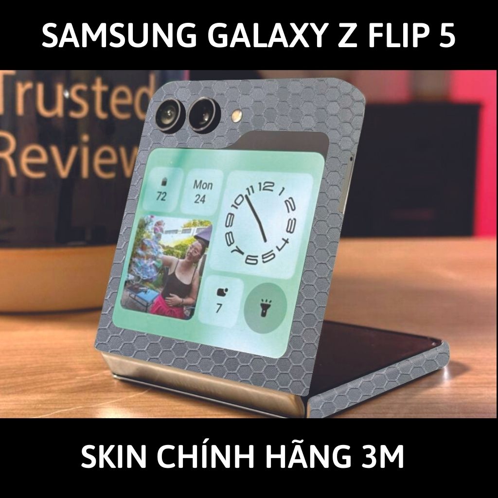dán skin 3m samsung galaxy z flip 5 full body, camera phụ kiện điện thoại huỳnh tân store - Honeycomb Silver