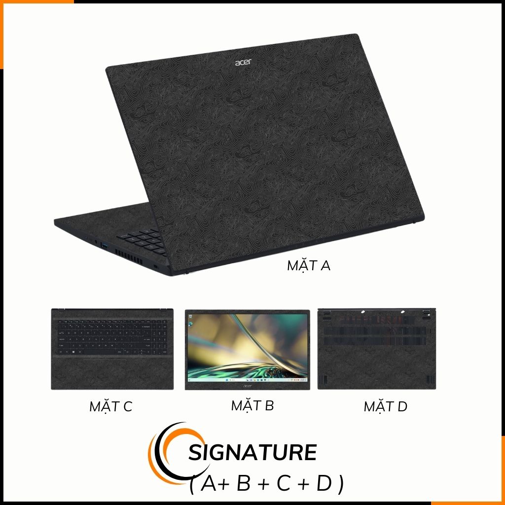 Dán skin laptop asus, dell , acer, hp, msi chính hãng ORAFOL nhập khẩu ĐỨC - SKIN 3M - LAPTOP - MANY STICKER BLACK  - SK B14 02 phụ kiện điện thoại huỳnh tân store