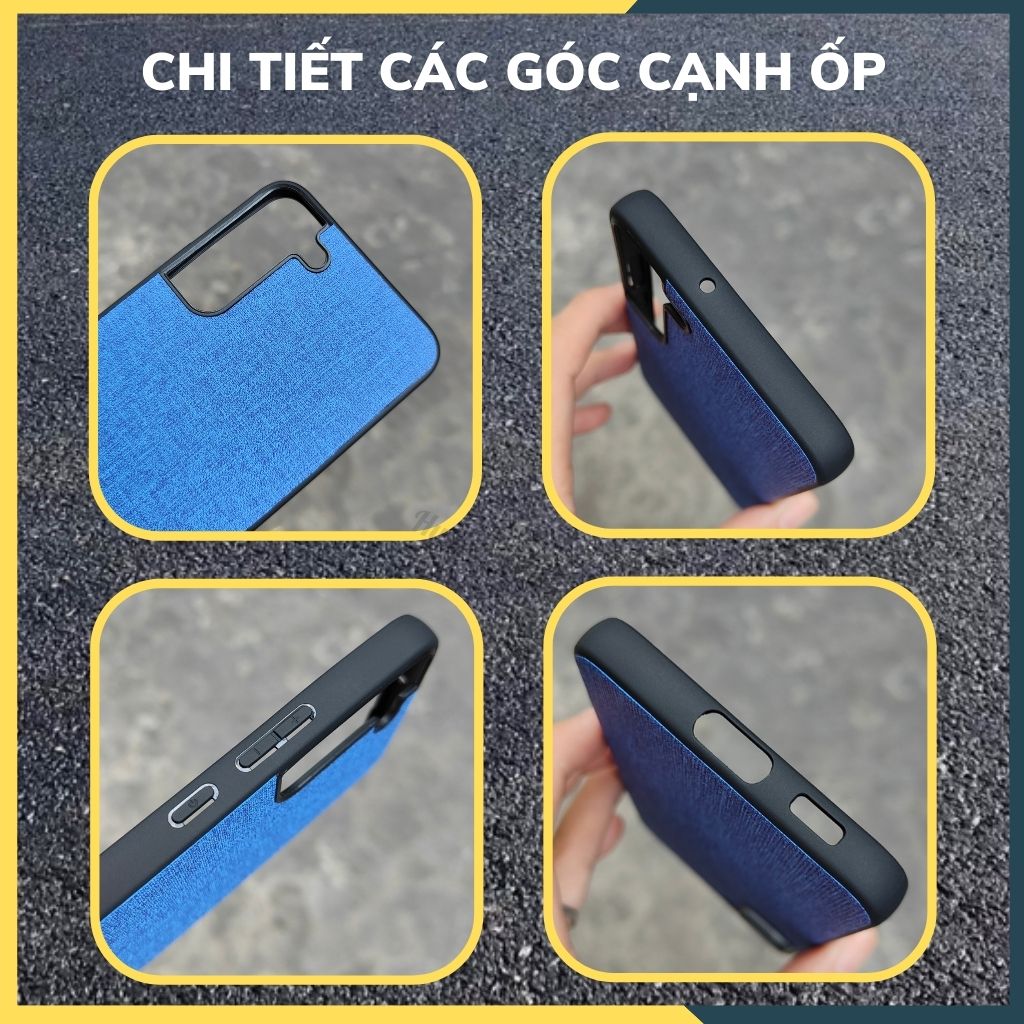 Ốp lưng samsung s22 plus chống vân tay nhựa cứng viền đen vải jean 1 màu phụ kiện điện thoại huỳnh tân store