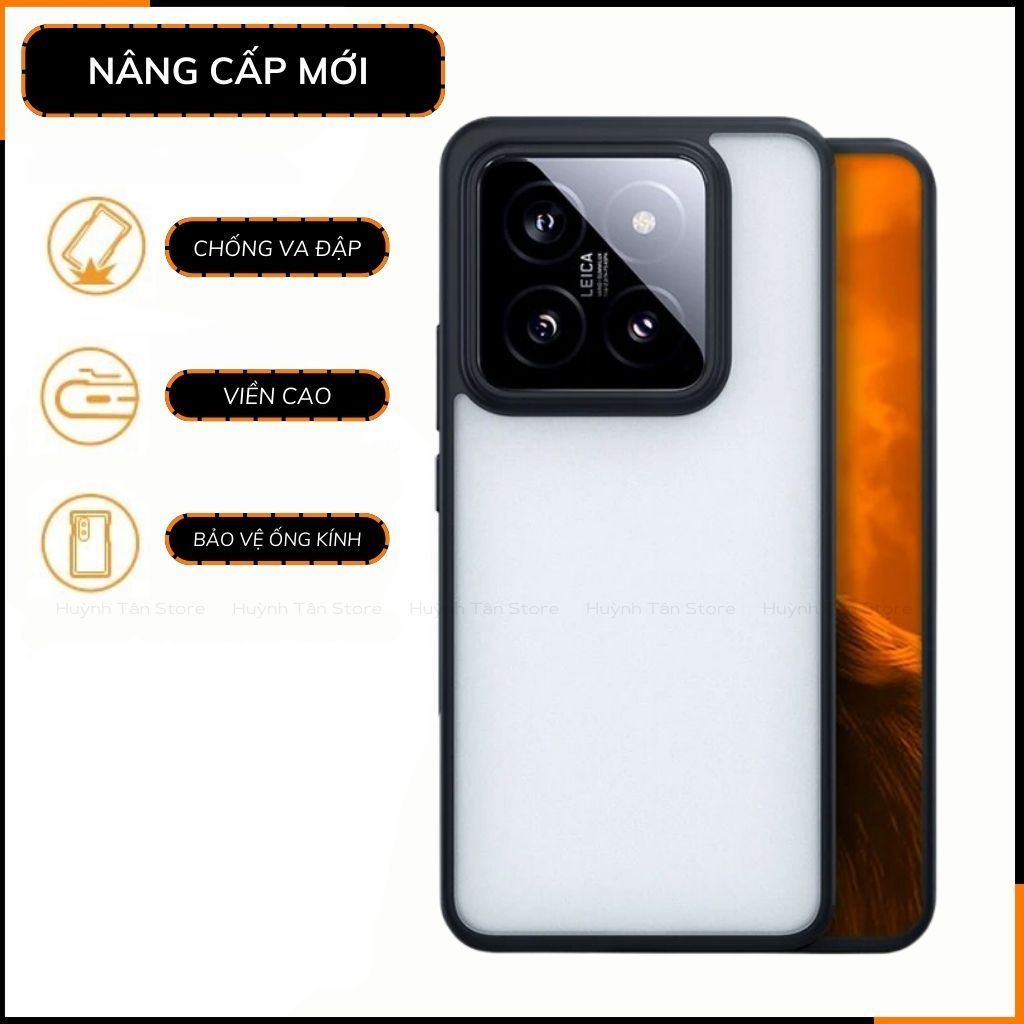 Ốp lưng xiaomi mi 14, 14 pro chống sốc chống vân tay NHÁM VIỀN MÀU VER 2 bảo vệ camera phụ kiện huỳnh tân store