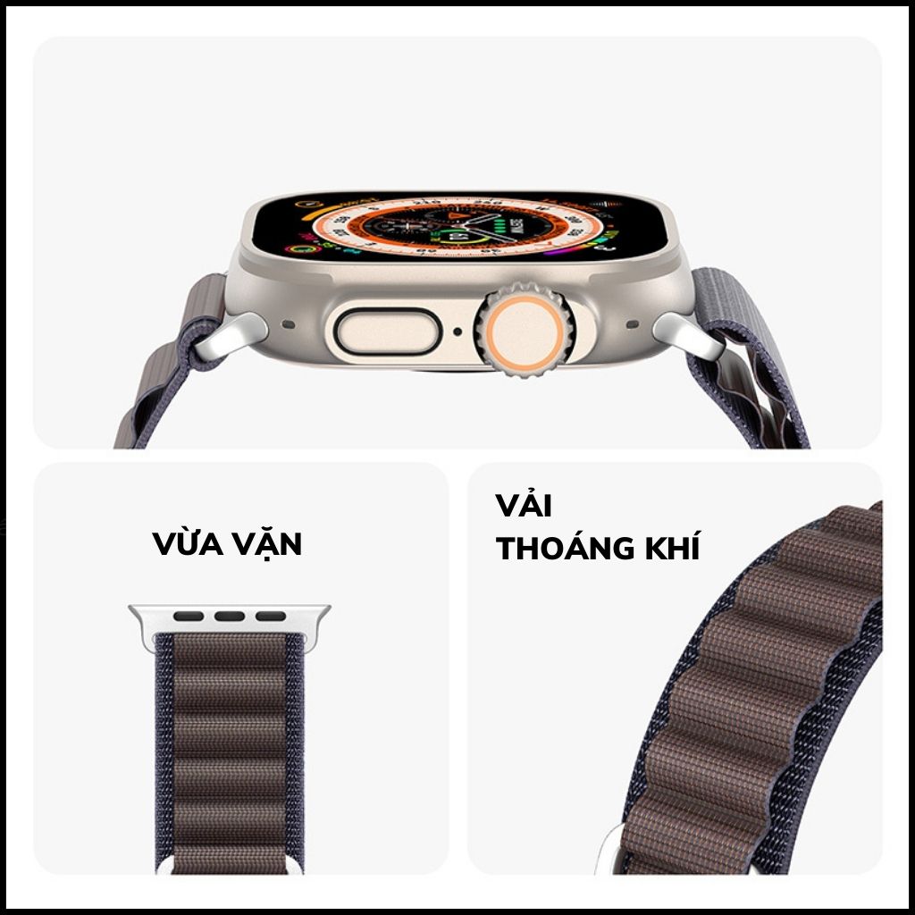 Dây đồng hồ thông minh apple watch series 9 8 7 6 5 4 3 se ultra chất liệu dệt nylon cao cấp gs series chính hãng duxducis