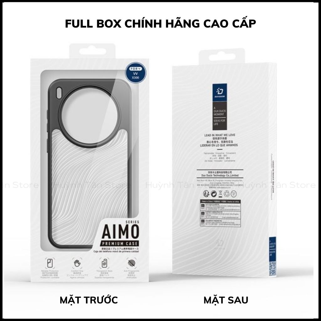 Ốp lưng vivo x300 pro Aimo chính hãng duxducis chống va đập trong suốt không ố vàng huỳnh tân store