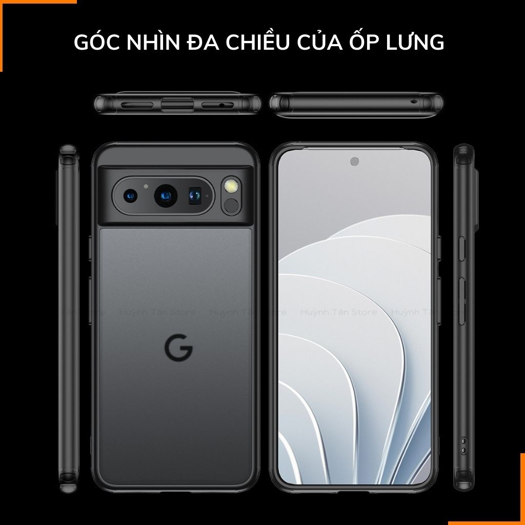 Ốp lưng google pixel 8 pro chống sốc chống vân tay NHÁM VIỀN MÀU VER 2 bảo vệ camera phụ kiện huỳnh tân store
