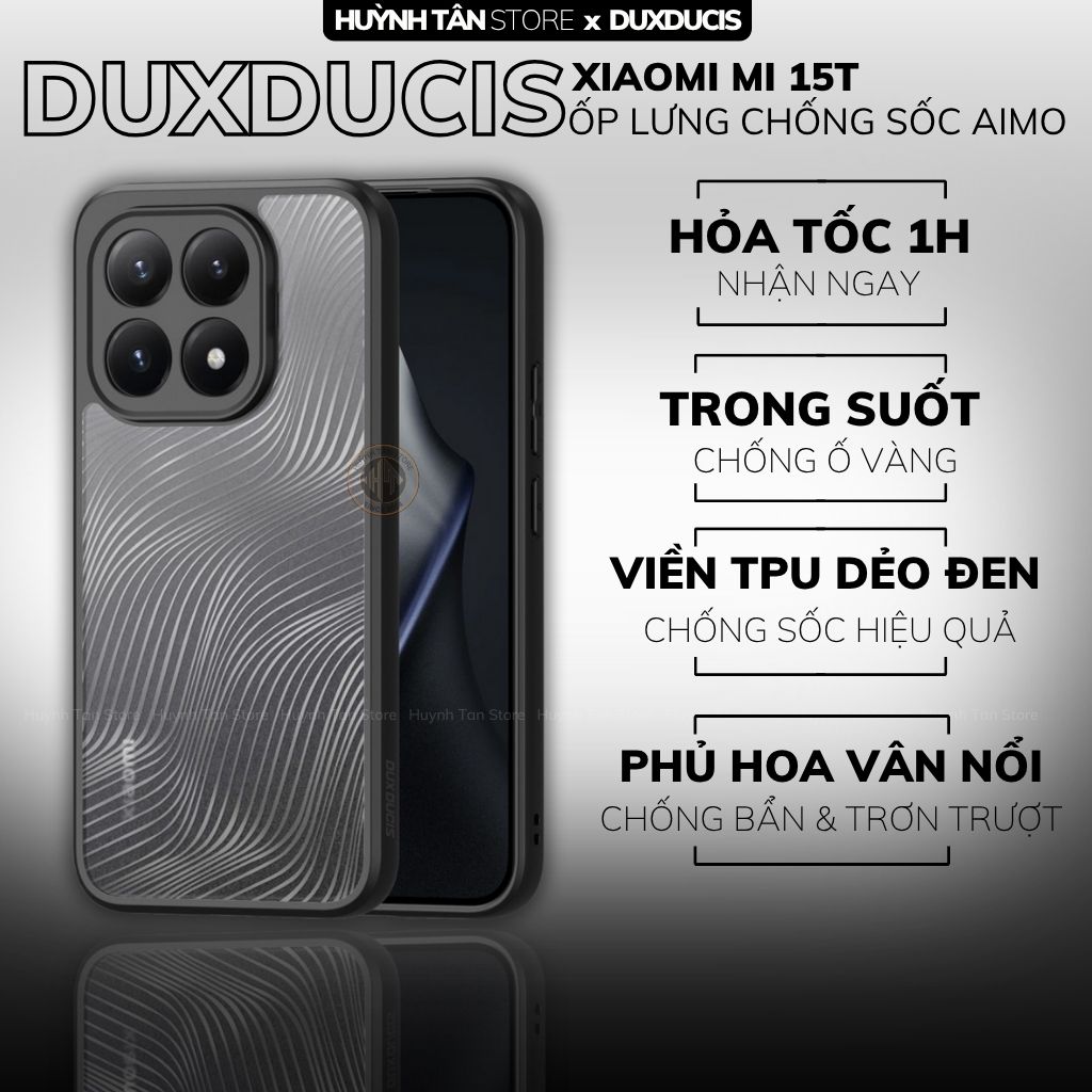 Ốp Xiaomi 17 Pro Max, 15 Ultra, 15T, 14 k70 aimo chính hãng duxducis chống va đập trong suốt không ố vàng huỳnh tân store
