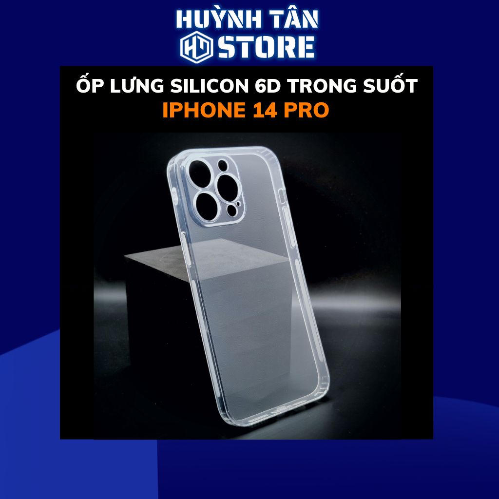 Ốp lưng iphone 14 pro silicon 6d dẻo trong suốt có gờ chống va đập bảo vệ camera phụ kiện điện thoại  huỳnh tân store