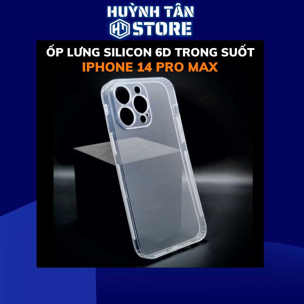 Ốp lưng iphone 14 pro max silicon 6d dẻo trong suốt có gờ chống va đập bảo vệ camera phụ kiện điện thoại  huỳnh tân store