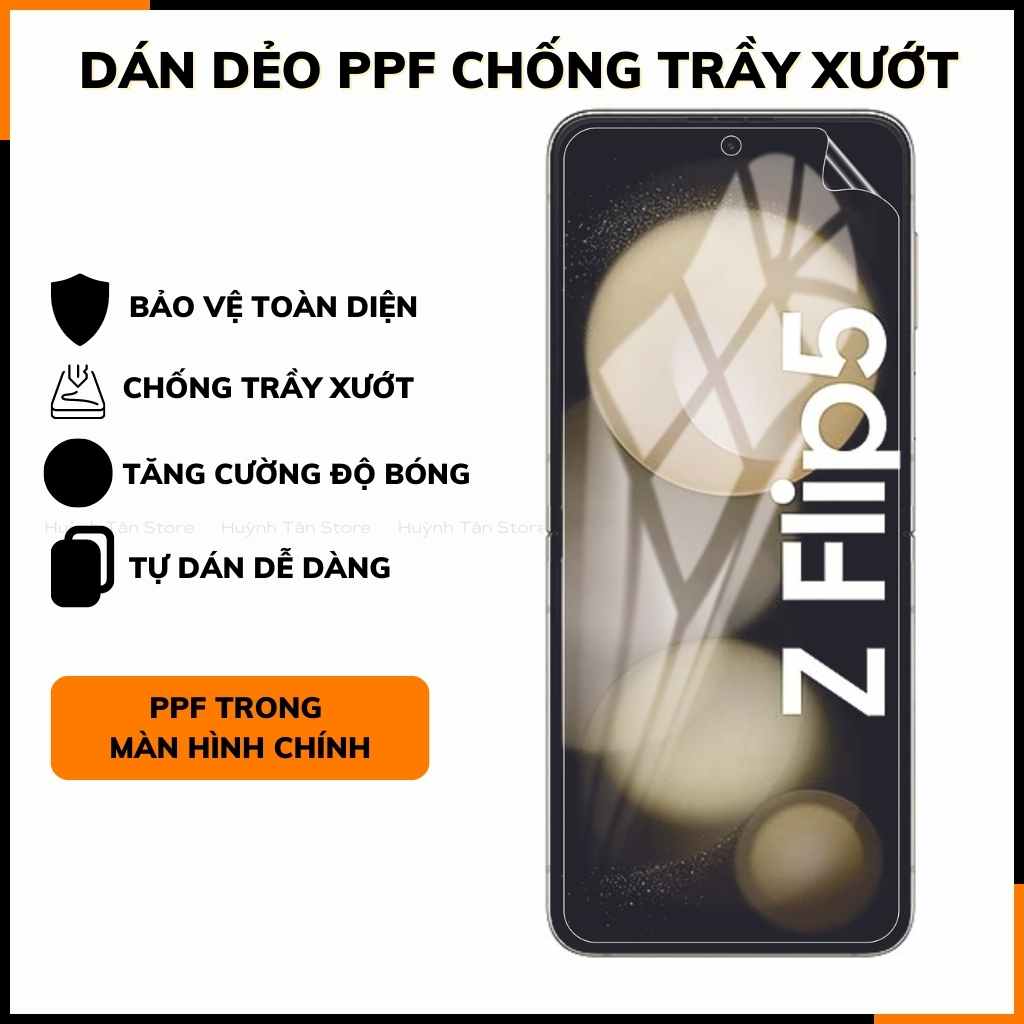 Miếng dán ppf samsung z flip 5 trong suốt hoặc nhám chống bám vân tay bảo vệ camera mua 1 tặng 1 phụ kiện huỳnh tân store