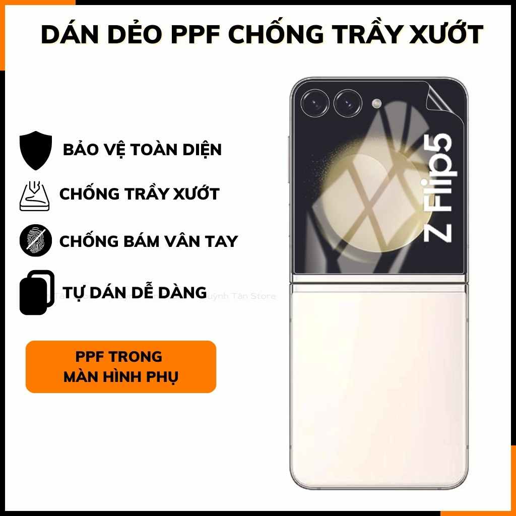 Miếng dán ppf samsung z flip 5 trong suốt hoặc nhám chống bám vân tay bảo vệ camera mua 1 tặng 1 phụ kiện huỳnh tân store