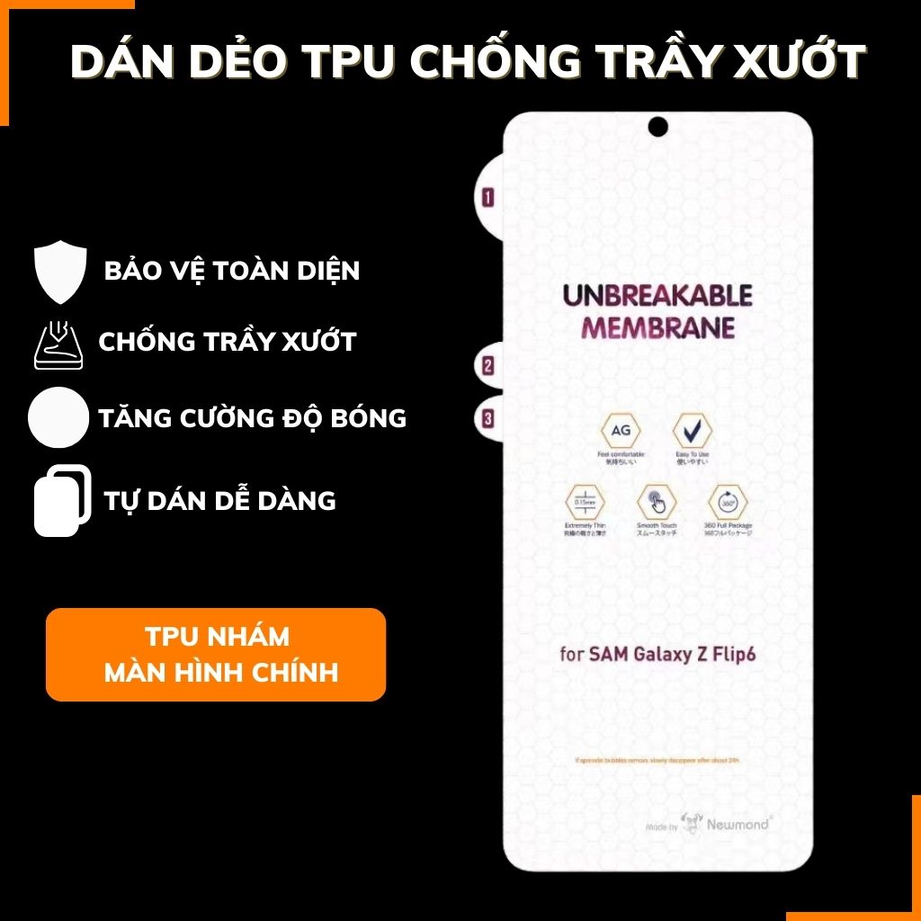 Dán màn hình z flip 6 dẻo TPU trong suốt hoặc nhám 3 lớp dễ dán bảo vệ màn hình phụ kiện điện thoại huỳnh tân store