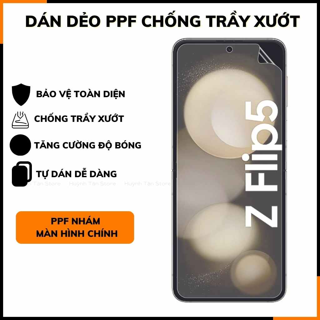 Miếng dán ppf samsung z flip 5 trong suốt hoặc nhám chống bám vân tay bảo vệ camera mua 1 tặng 1 phụ kiện huỳnh tân store