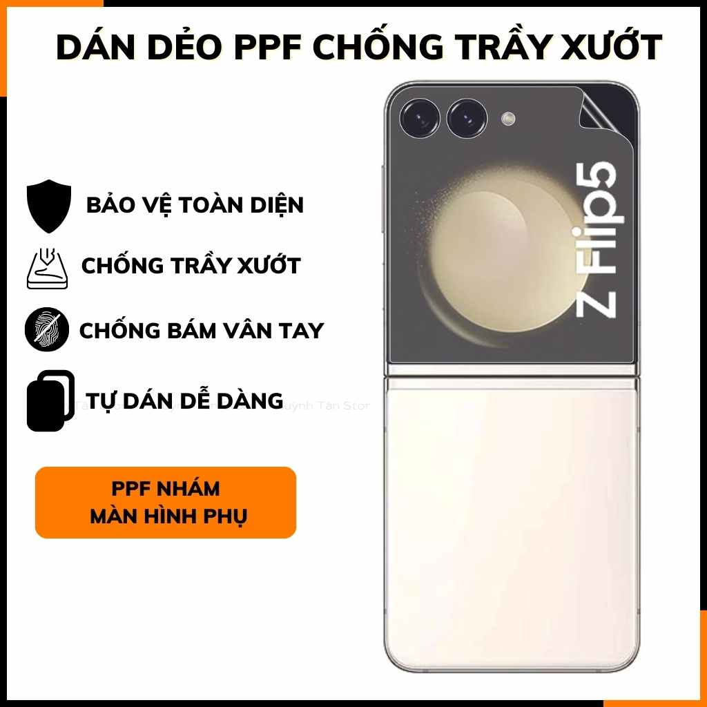 Miếng dán ppf samsung z flip 5 trong suốt hoặc nhám chống bám vân tay bảo vệ camera mua 1 tặng 1 phụ kiện huỳnh tân store