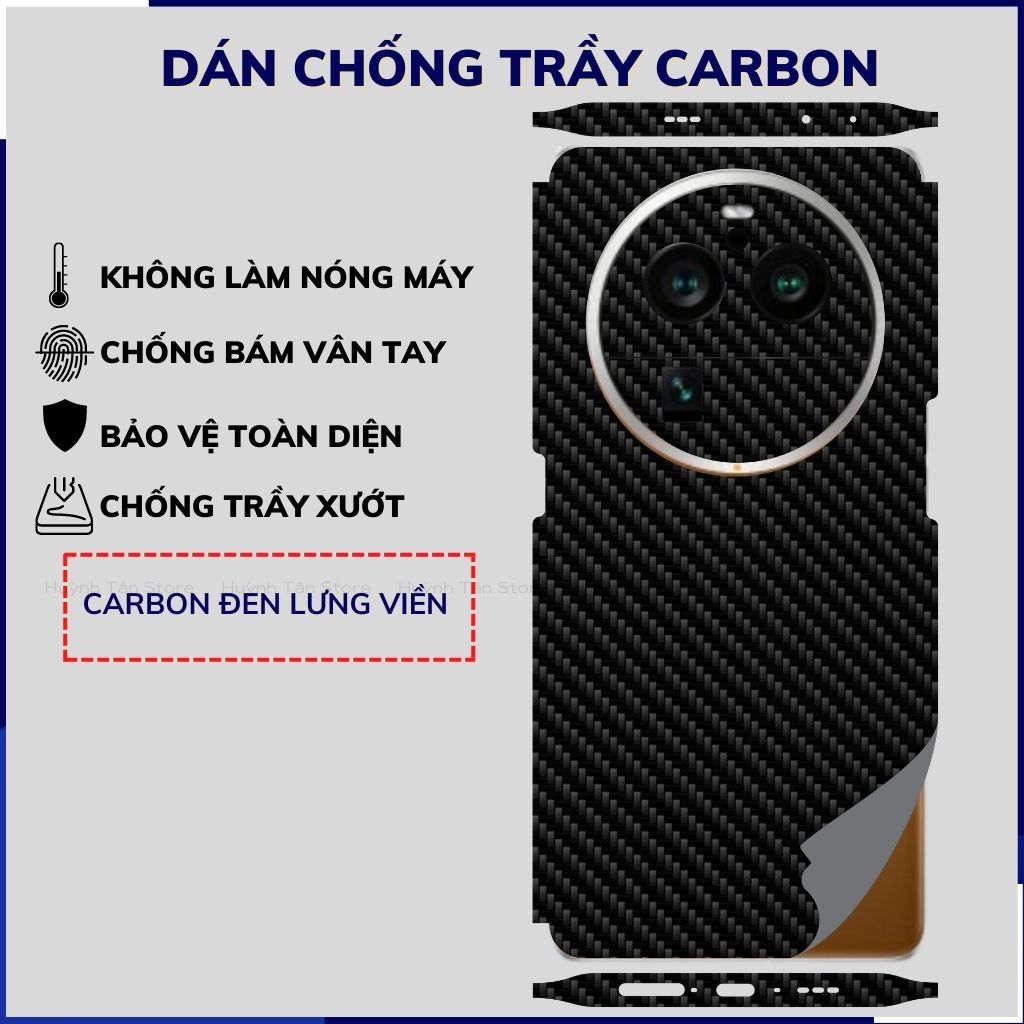 miếng dán oppo find x6 pro carbon trong và đen chống trầy xướt chống bám vân tay phụ kiện điện thoại huỳnh tân store