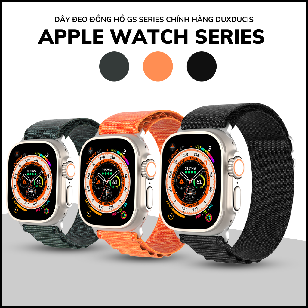 Dây đồng hồ thông minh apple watch series 9 8 7 6 5 4 3 se ultra chất liệu dệt nylon cao cấp gs series chính hãng duxducis