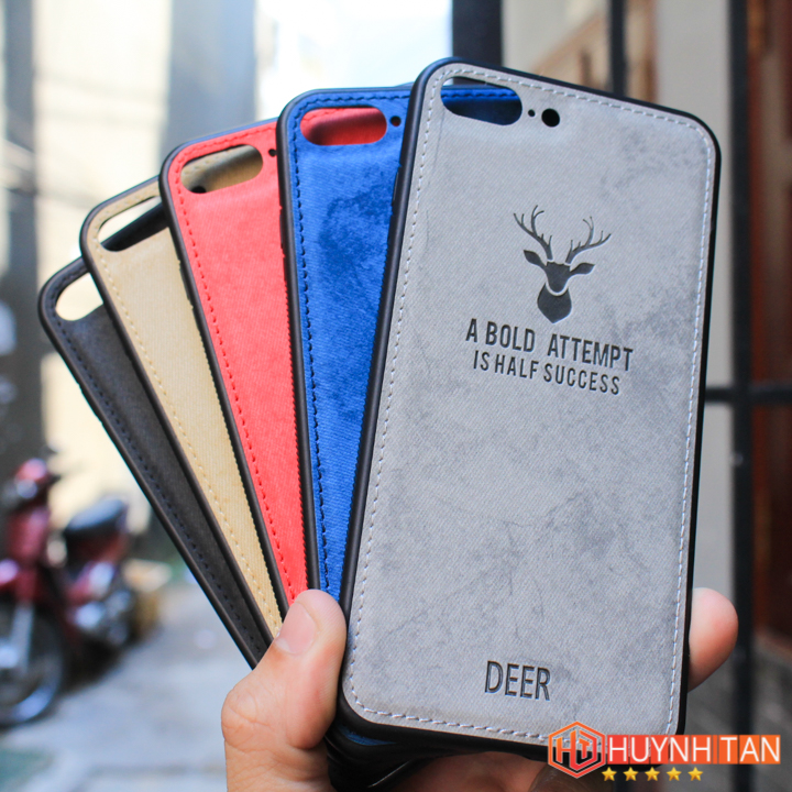 Ốp lưng iPhone 7 Plus Vân da khắc hình nai 3D ver2
