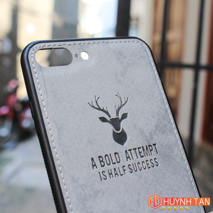 Ốp lưng iPhone 7 Plus Vân da khắc hình nai 3D ver2
