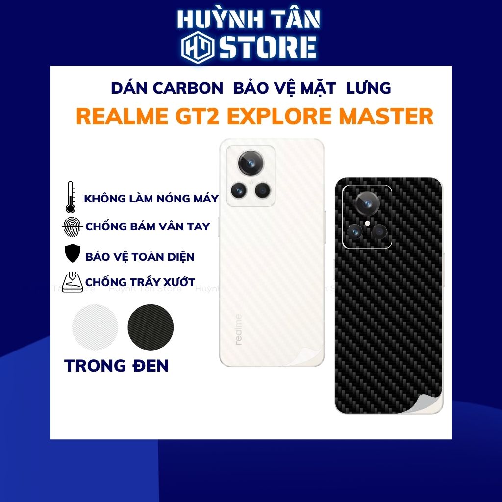 Miếng dán realme gt2 explore master carbon trong và đen chống trầy xướt chống bám vân tay phụ kiện huỳnh tân store