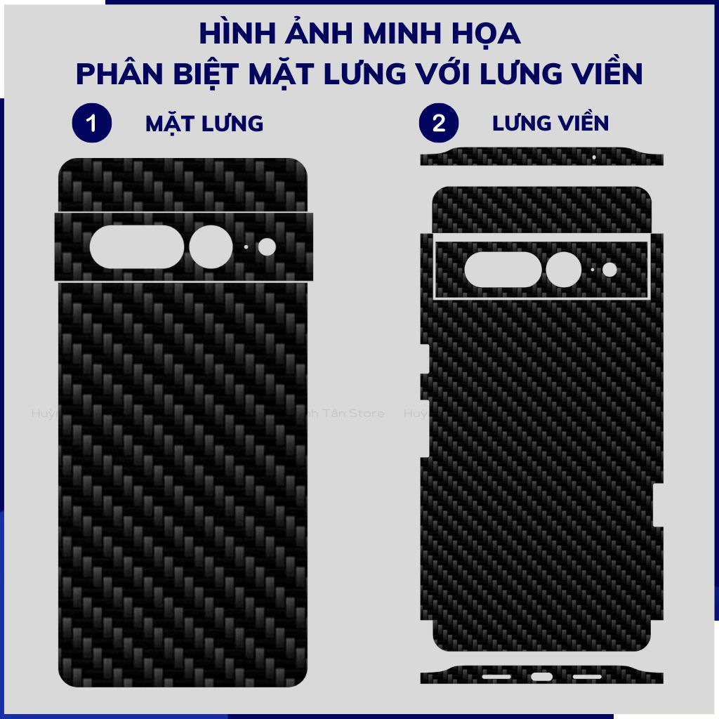 Miếng dán pixel 7 pro carbon trong và đen chống trầy xướt chống bám vân tay phụ kiện huỳnh tân store