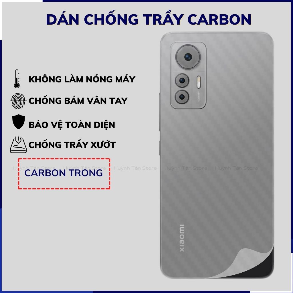 Miếng dán mi 12 lite carbon trong và đen chống trầy xướt chống bám vân tay phụ kiện huỳnh tân store