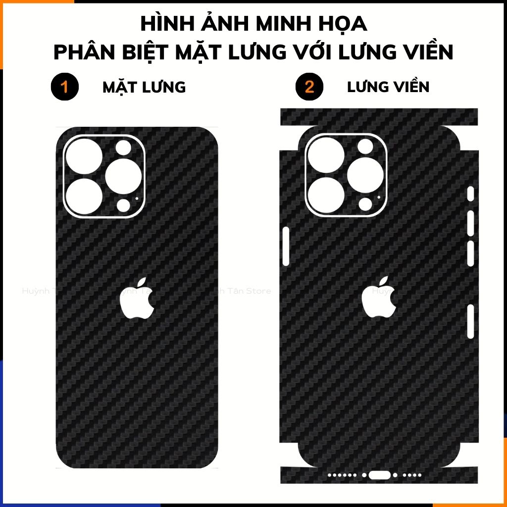 Miếng dán iphone 15 pro max carbon trong và đen chống trầy xướt chống bám vân tay phụ kiện điện thoại huỳnh tân store