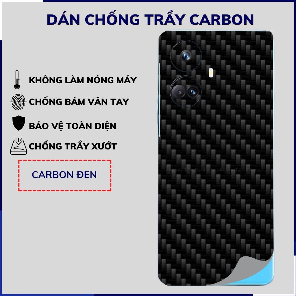 Miếng dán realme 10 pro plus carbon trong và đen chống trầy xướt chống bám vân tay phụ kiện huỳnh tân store