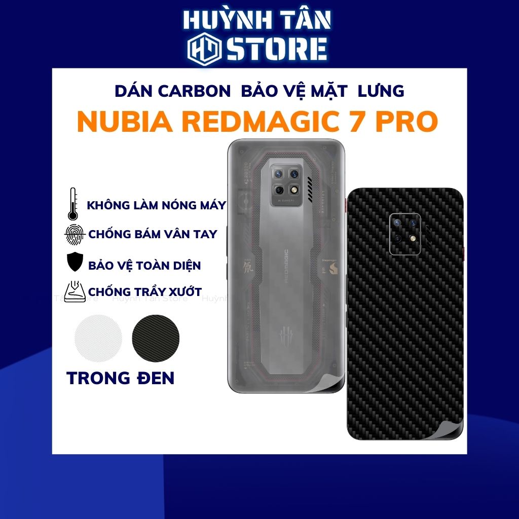 Miếng dán Nubia Redmagic 7 Pro carbon trong và đen chống trầy xướt chống bám vân tay phụ kiện huỳnh tân store