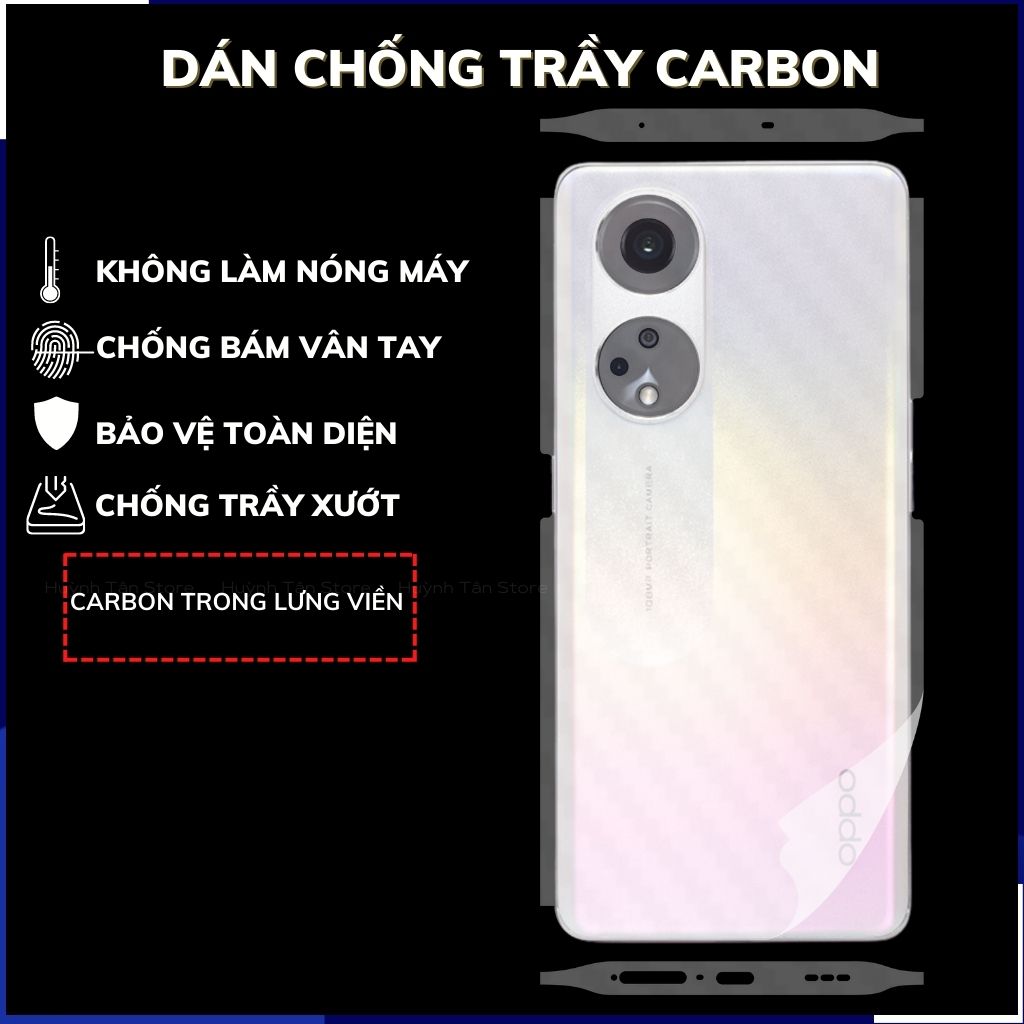miếng dán oppo reno8 t carbon trong hoặc đen chống trầy xướt chống bám vân tay phụ kiện huỳnh tân store