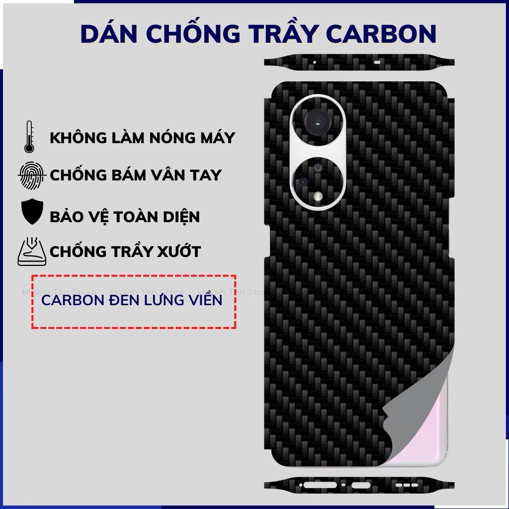 miếng dán oppo reno8 t carbon trong hoặc đen chống trầy xướt chống bám vân tay phụ kiện huỳnh tân store