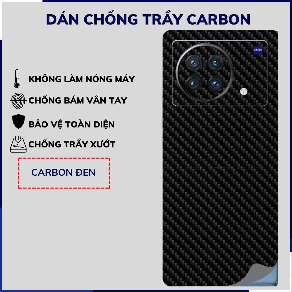 Miếng dán Vivo X Fold carbon trong và đen chống trầy xướt chống bám vân tay phụ kiện huỳnh tân store