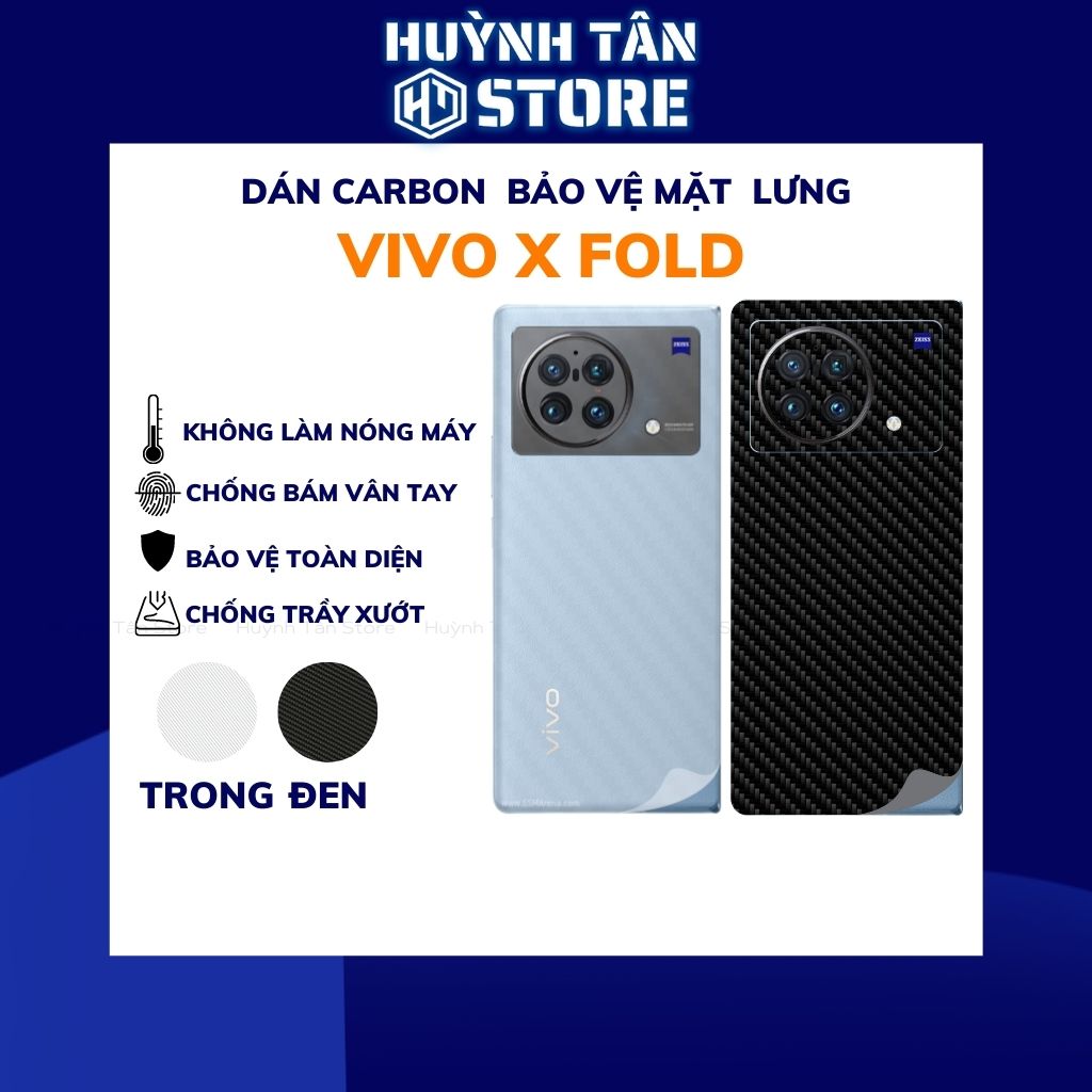 Miếng dán Vivo X Fold carbon trong và đen chống trầy xướt chống bám vân tay phụ kiện huỳnh tân store