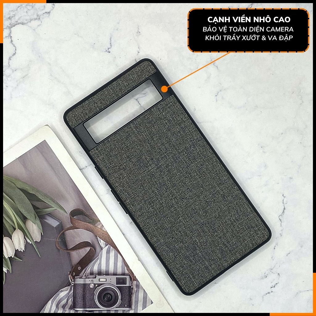 Ốp lưng google pixel 7a chống vân tay nhựa cứng viền đen giả vải JEAN 1 màu phụ kiện điện thoại huỳnh tân store