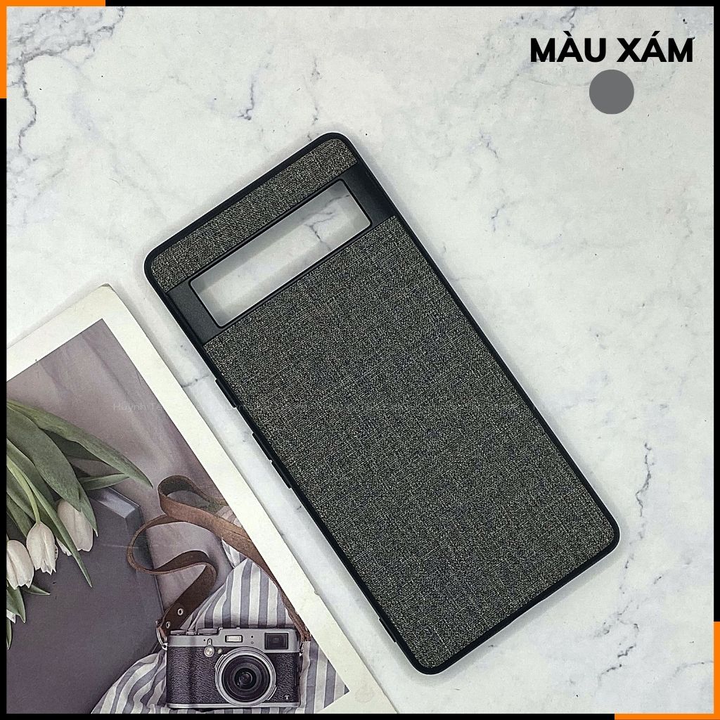 Ốp lưng google pixel 7a chống vân tay nhựa cứng viền đen giả vải JEAN 1 màu phụ kiện điện thoại huỳnh tân store