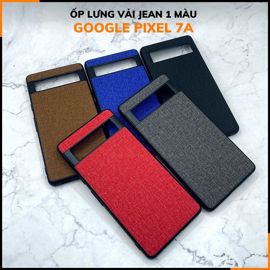 Ốp lưng google pixel 7a chống vân tay nhựa cứng viền đen giả vải JEAN 1 màu phụ kiện điện thoại huỳnh tân store
